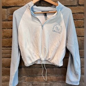 Cropped Beverly Hills Ribbed Sweatshirt Size M